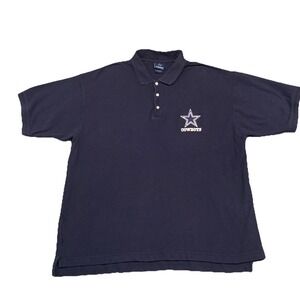 Vintage Dallas Cowboys Authentic Apparel Polo Shirt NFL Football Navy XXL 2XL